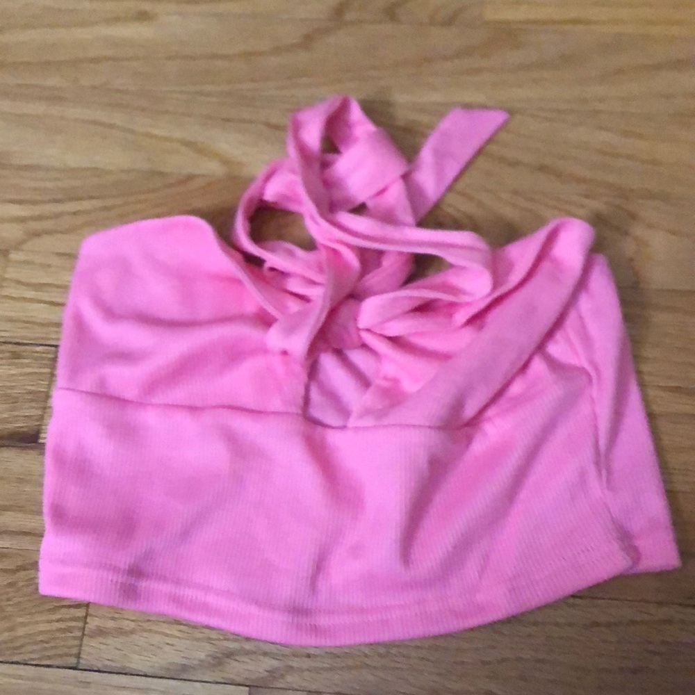 cute cropped pink strapless tank